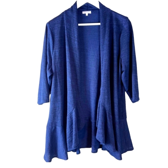 Kiyonna Blue Open Waterfall Cardigan Size 1 Made in the USA. Woman's Size 1 XL - Picture 1 of 6